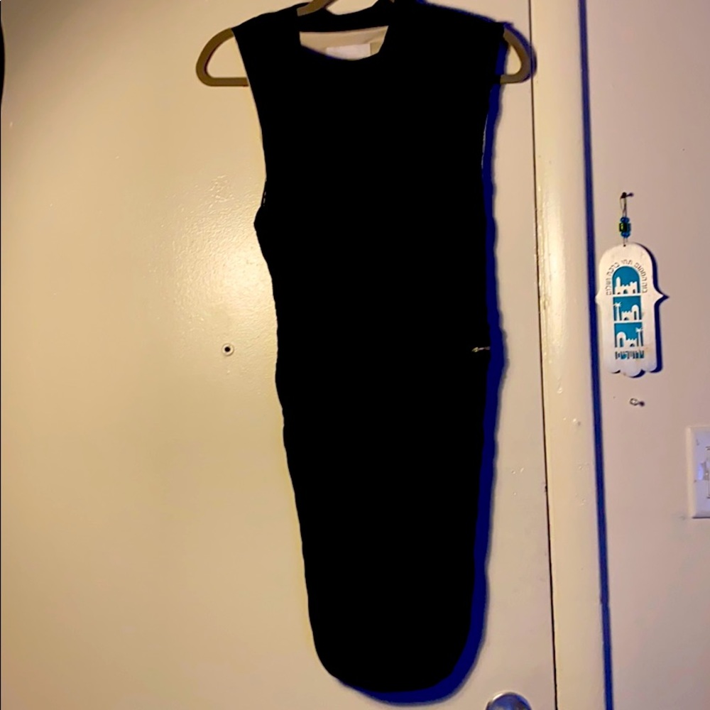 Wayne Navy silk asymmetrical dress